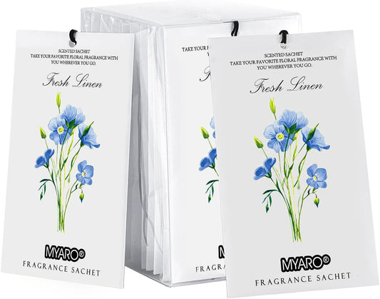 MYARO 12 Packs Linen Scented Sachets for Drawer and Closet, Long-Lasting Sachets Bags Air Freshener Fresh Scents, Potpourri Bags Home Fragrance for Lover