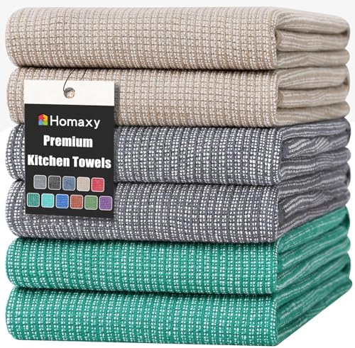 Homaxy 380 GSM Cotton Premium Kitchen Towels 6 Pack by Homaxy