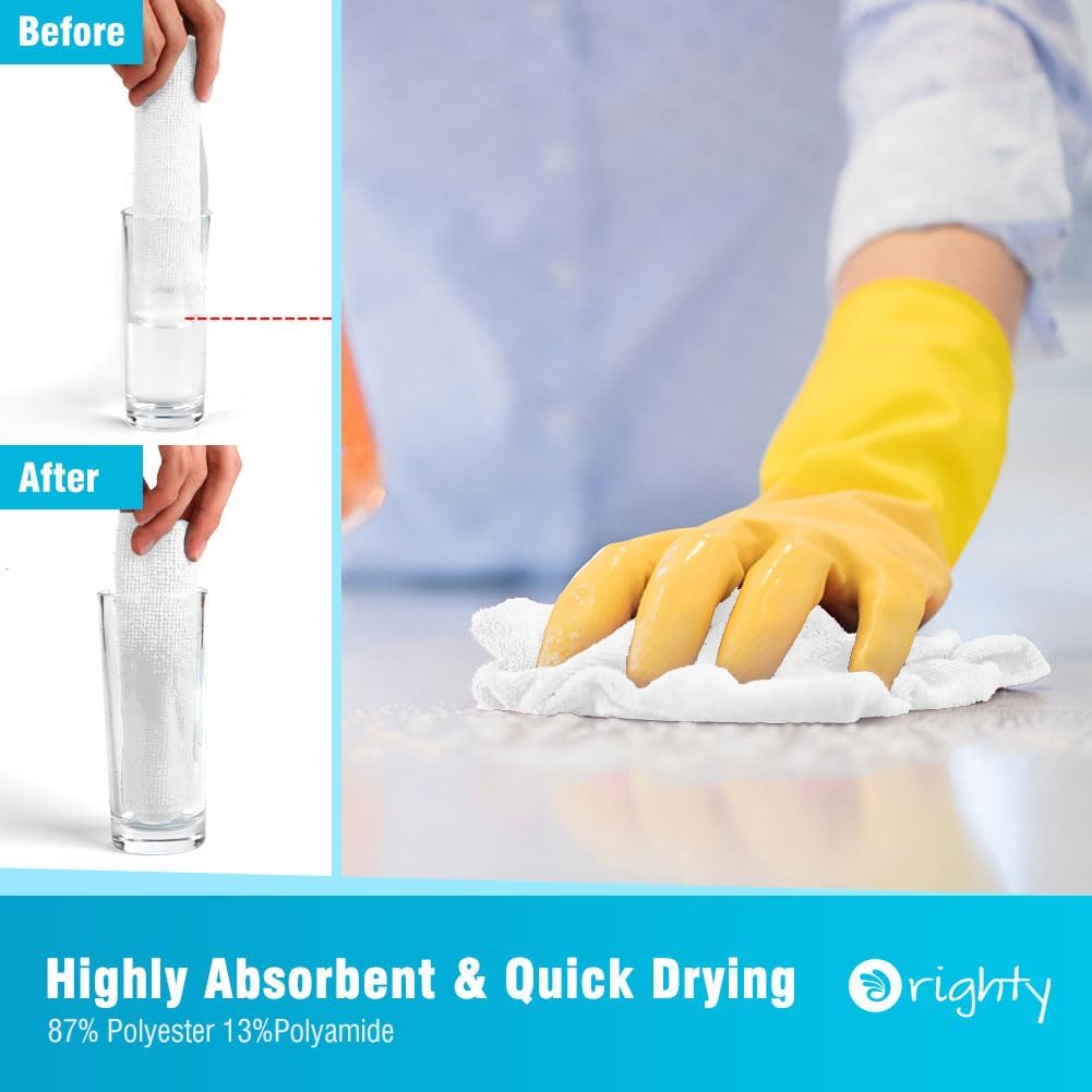 Orighty Cleaning Cloths, Shop Towels 50 Pack, Shop Rags Reusable, Microfiber Cleaning Rags Bulk for Cars, Multi-Purpose Lint Free Towels for Automotive, Mechanic, Kitchen, 11.5’’ x 11.5’’, White