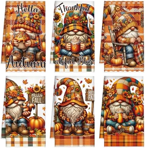 Fall Kitchen Towels Set of 6 by VISSTREE