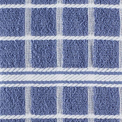 DII Basic Terry Collection Windowpane Dishtowel Set, Stonewash Blue Check - Image 3