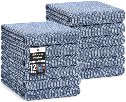 Homaxy 380 GSM Cotton Premium Kitchen Towels 12 Pack by Homaxy