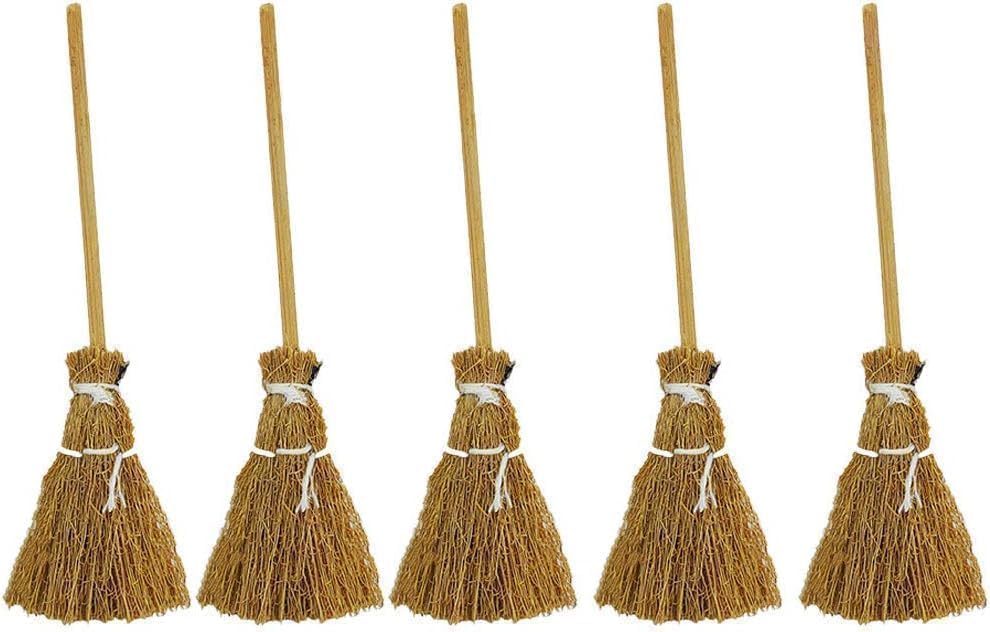 5Pcs Mini Brooms, Witch Straw Brooms, Doll House Dollhouse Accessories Props by Unknown