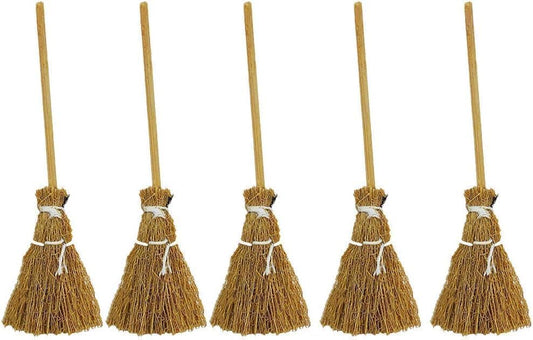 5Pcs Mini Brooms, Witch Straw Brooms, Doll House Dollhouse Accessories Props by Unknown