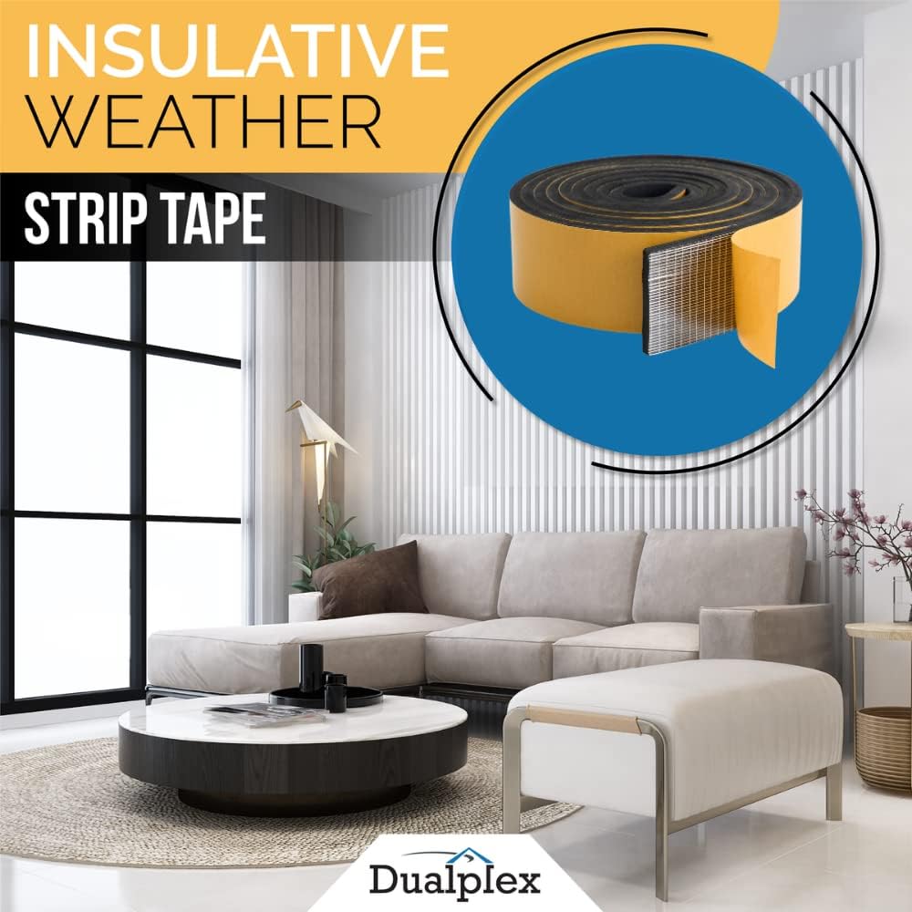 High Density Foam Weather Stripping Door Seal Strip Insulation Tape Roll for Insulating Door Frame, Window, Air Conditioner | Self Adhesive Sealing Weatherstrip (3 in x 1/4 in x 10 Ft, Black)