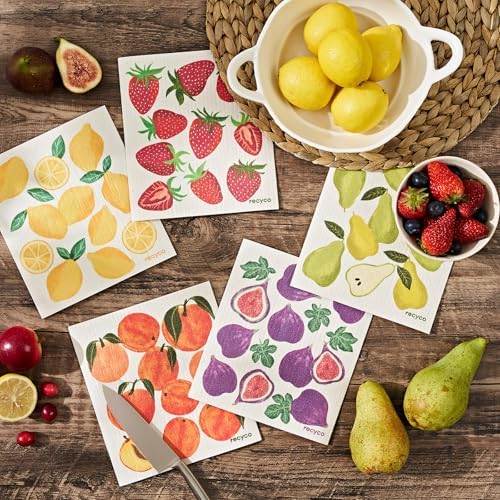 RECYCO Swedish Dishcloths for Kitchen | 5 Pack Fruit Grove Washable Dish Rags | - Image 2