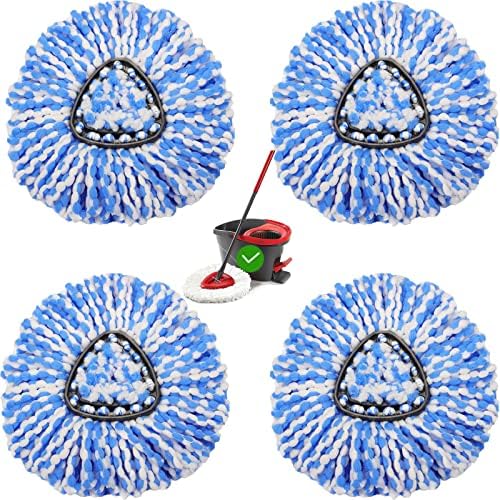 4 Pack Spin Mop Replacement Heads Compatible by HANZENMA