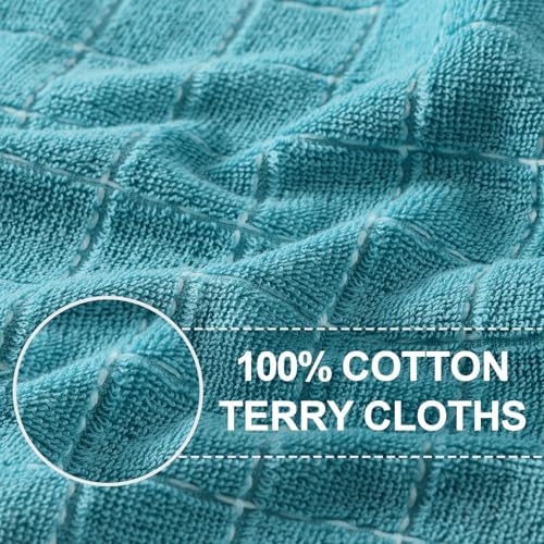 Homaxy 100% Cotton Terry Kitchen Towels, 4 Pack, Lake Blue - Image 2