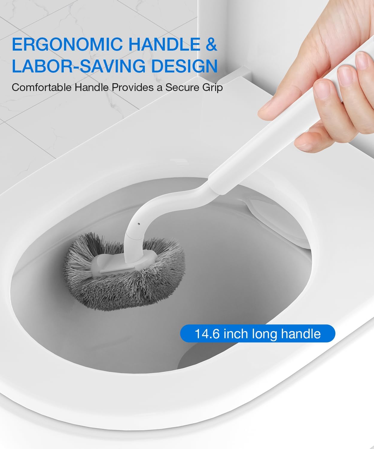Bathroom Toilet Brush, OSCIOSS Toilet Cleaner Brush [2 Pack] with Ergonomic Design, Compact Size, Durable Bristles, Wall Mounted RV Toilet Brush for Bathroom Cleaning