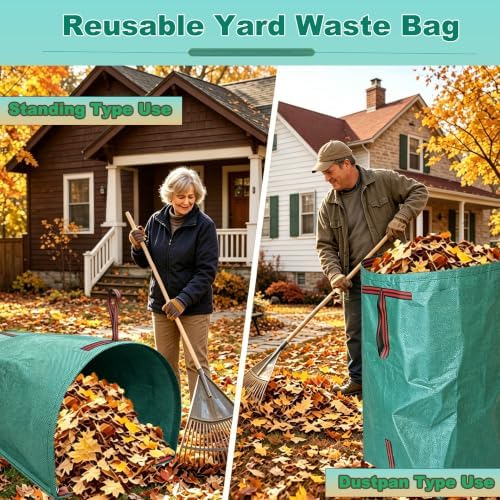 72 Gallon Leaf Collector, Garden Dustpan-Type Reusable Leaf Bag - Image 5