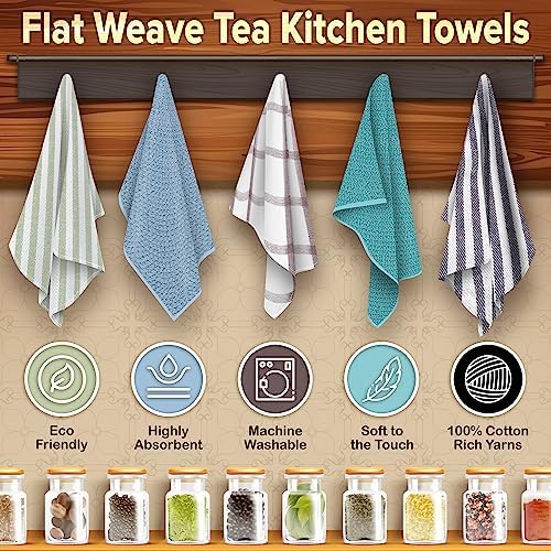 KAF Home Premium Kitchen Towels, Large 100% Cotton, Flat & Terry Absorbent Dish - Image 6