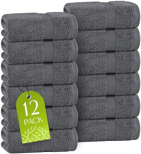 White Classic Dark Gray Washcloths Set by WhiteClassic