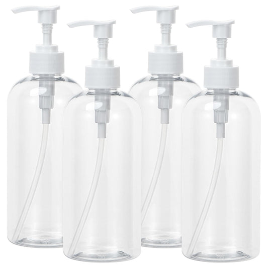 Yebeauty Pump Bottle Dispenser, 3 Pack 17oz/500ml Dish Lotion Soap Dispenser Plastic Liquid Shampoo Container for Bathroom Kitchen Hotel Body Wash, Clear