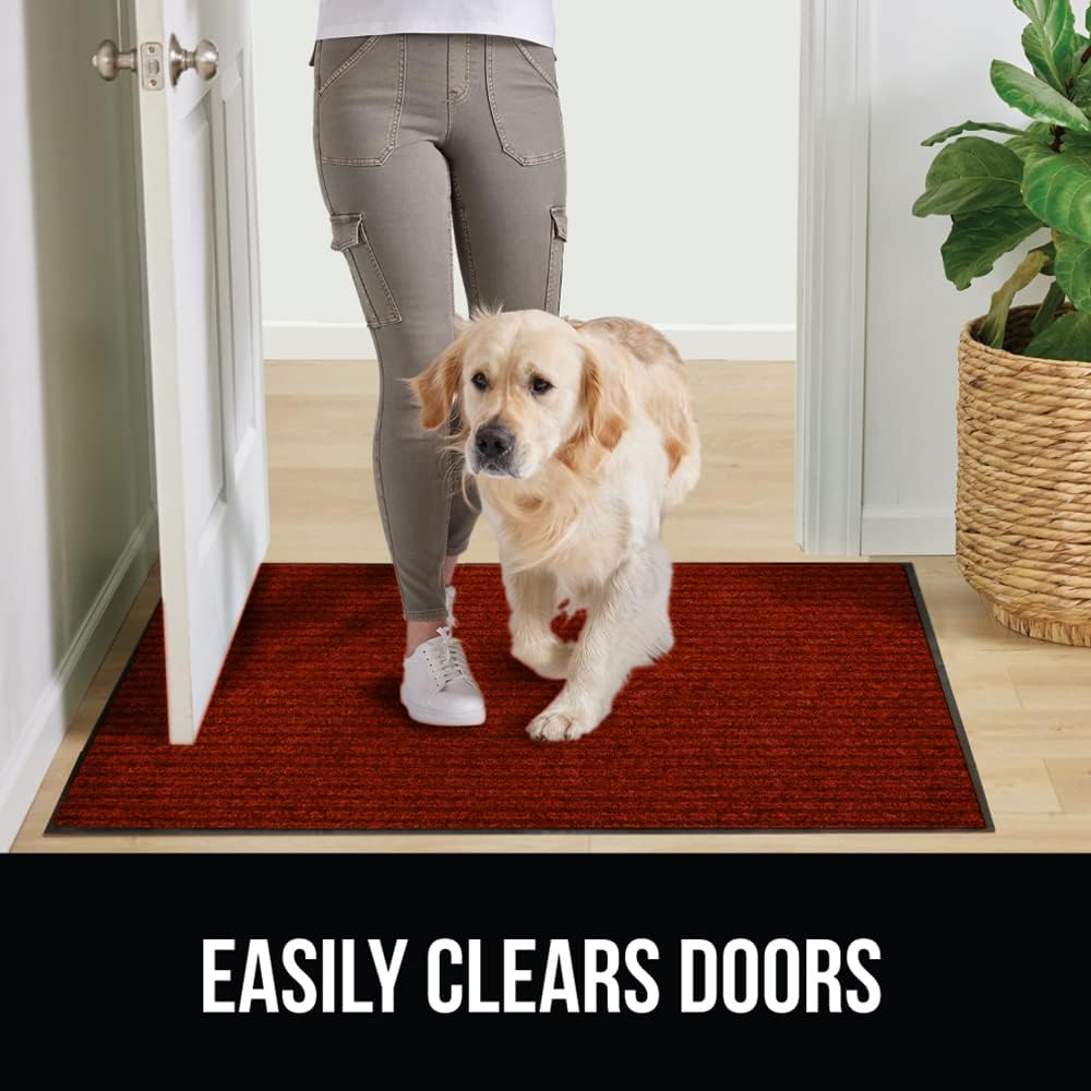 GORILLA GRIP Traffic Guard Door Mat, 2 Pack, Heavy Duty Waterproof Doormat, Commercial Office Space Welcome Mats, Stain and Fade Resistant, Low Profile, Strong Rubber Backing, 29x17, Red