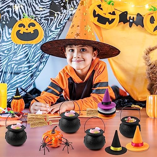 FOIMAS 37pcs Mini Witch Hats Black Candy Cauldron and Witch Brooms - Image 5