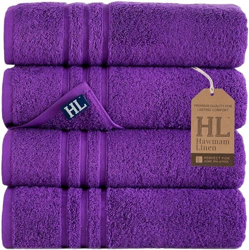 Hawmam Bath Linen Towels Large, Turkish Cotton, 4 Pack by HawmamLinen