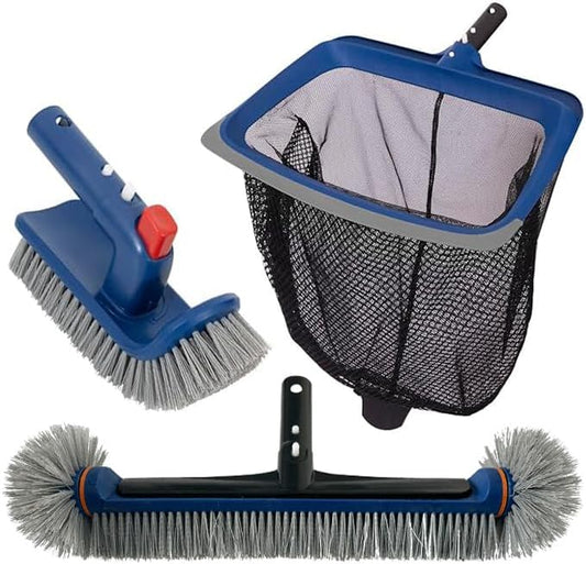 POOLAZA Pool Cleaning Kit with Skimmer Net, Pool Brush & Pool Scrub Brush by POOLAZA-FocusonPoolCleaning
