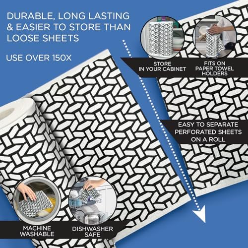 LOLA Swedish Dishcloths XL on a Roll, 30 Sheets, Geometric Pattern, Perforated - Image 6