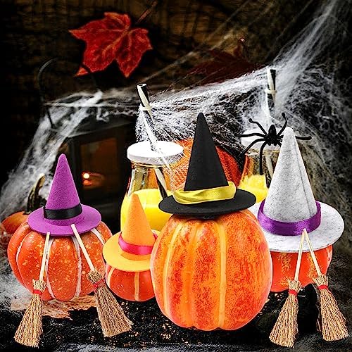 FOIMAS 37pcs Mini Witch Hats Black Candy Cauldron and Witch Brooms - Image 6