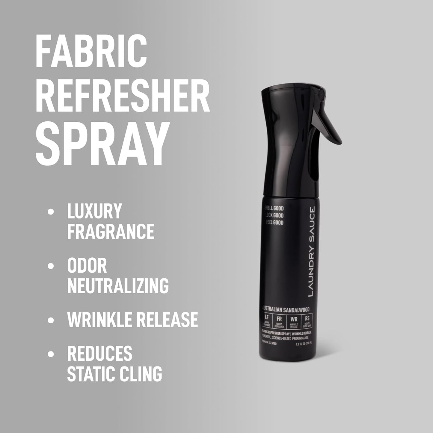 Laundry Sauce Fabric Refresher Spray Australian Sandalwood, Odor-Fighting Fabric Refresher, Fragrance and Laundry Scent, 9.8 fl oz