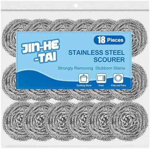 18 Pack Stainless Steel Scrubber, Steel Wool Srubber by JIN-HE-TAI