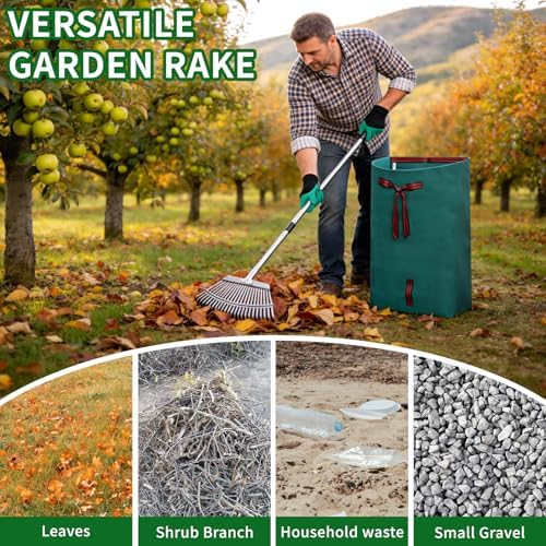 72 Gallon Leaf Rake Set with Dustpan-Type Bag - Image 4