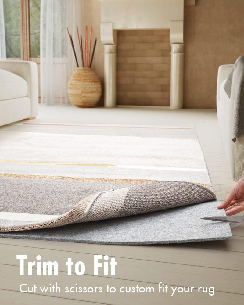 Non Slip Rug Pad Gripper - Round 3 Feet 1/4” Extra Thick Felt Under Rug for Runner Rugs and Hardwood Floors,Super Cushioned Non Skid Carpet Padding