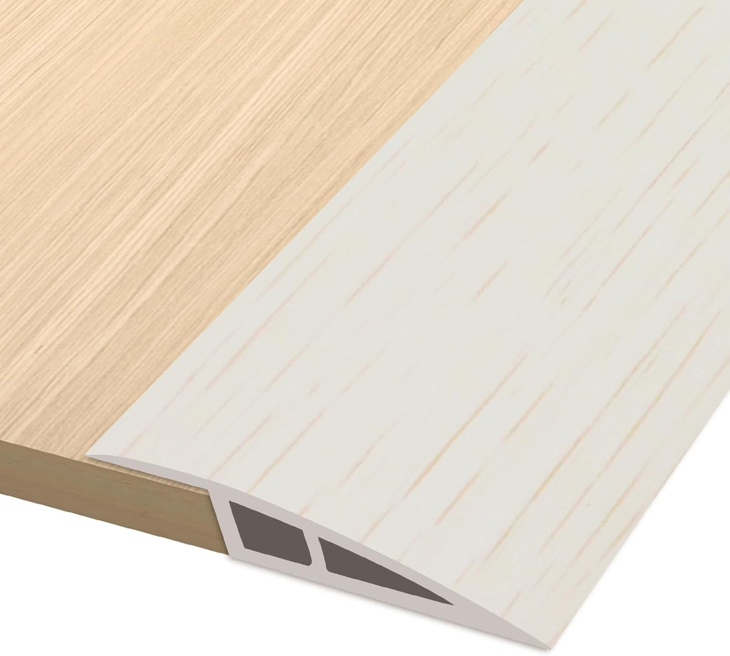 Vinyl Door Threshold Flooring Transition Strip Self Adhesive Carpet Edging Strip for Laminate Doorway Edge Threshold from 2/5" to 3/5" (Beige Wood Grain, 10 Ft)