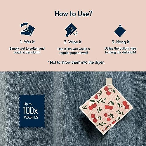 Eulnars Swedish Dishcloths for Kitchen, 8 Pack Reusable Paper Towels - Image 5
