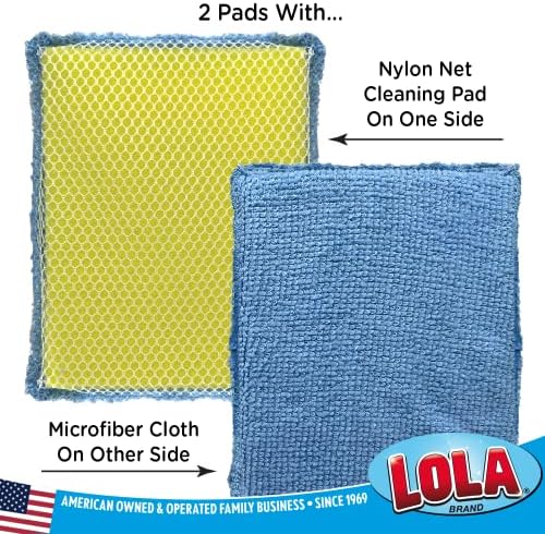 LOLA Microfiber & Nylon Net Sponges, 24 Pack, 12 Dual Sided Non-Scratch Sponge - Image 2