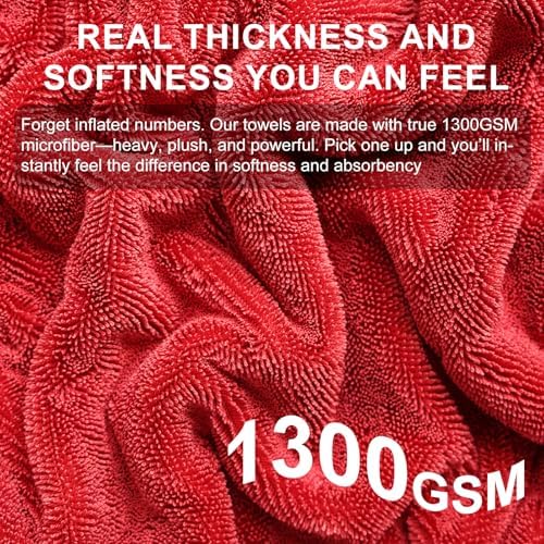 2 Pack XL Car Drying Towel – 1300GSM Ultra Absorbent Microfiber, Twisted Loop - Image 4