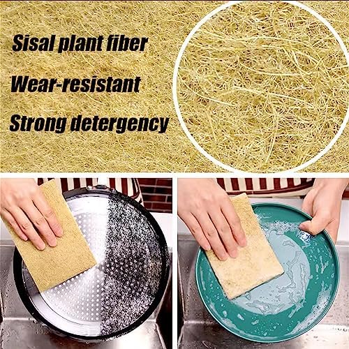 Natural Scouring Pads 10 Pack- Dish Scrubber Non-Scratch Sisal Cleaning Scrub - Image 4