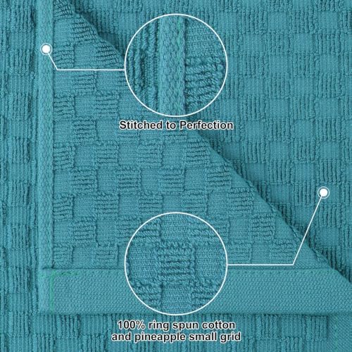 Homaxy 100% Cotton Terry Kitchen Towels, Lake Blue - Image 3