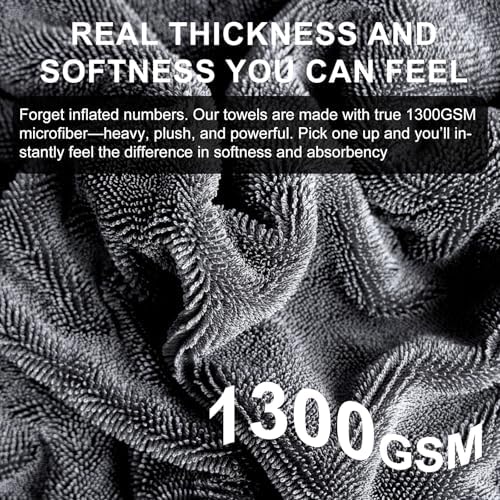 2 Pack XL Car Drying Towel – 1300GSM Ultra Absorbent Microfiber, Twisted Loop - Image 4
