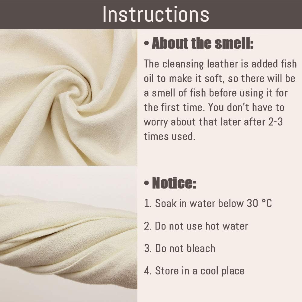 Chamois Cloth for Car - 35'' x 23.6'' (5.7 sq ft) - Extra Large Drying Natural Shammy Towel Real Leather Washing Cloth Cleaning Car Wipes