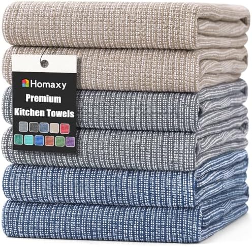 Homaxy 380 GSM Cotton Premium Kitchen Towels 6 Pack by Homaxy