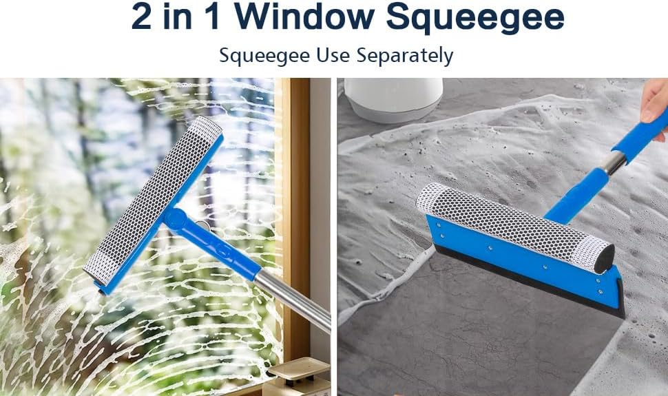 2 in 1 Window Squeegee with 55"&10" Steel Handle - Image 7
