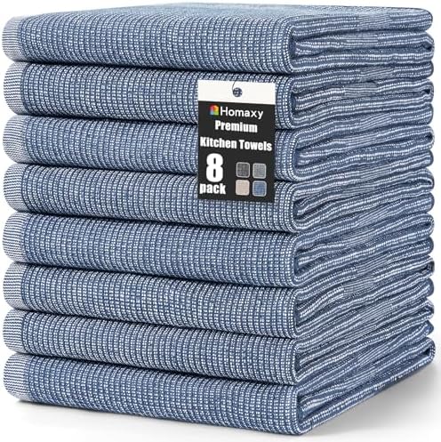 Homaxy 380 GSM Cotton Premium Kitchen Towels 8 Pack by Homaxy