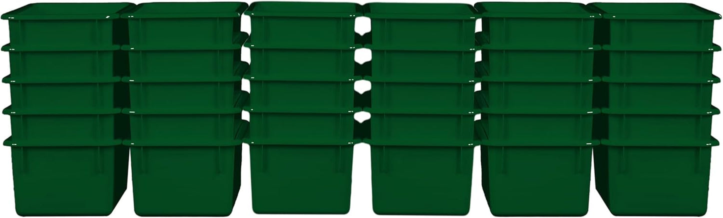 Wood Designs Cubby Storage Bin, Heavy Duty Plastic Containers for Kids Green Cubby Tray Set of 30
