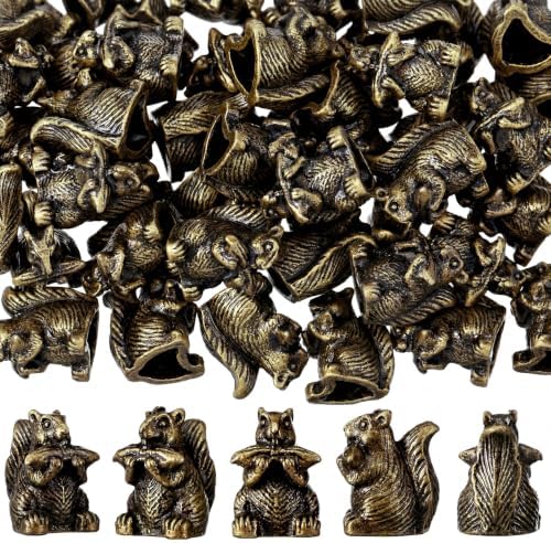 50 Pcs Mini Beaver Figurine Miniature Brass Color Beaver Statue by Unknown