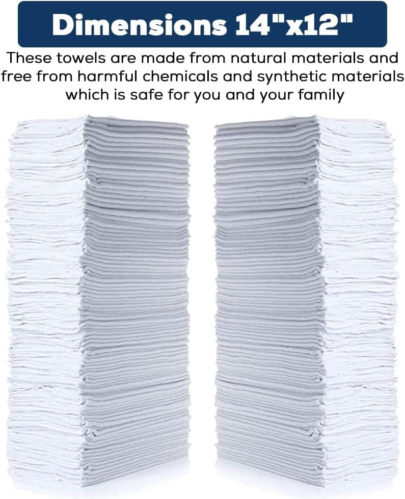 Simpli-Magic Cotton Shop Towels 14"x12" – White Reusable Cleaning Shop Rags - Image 2