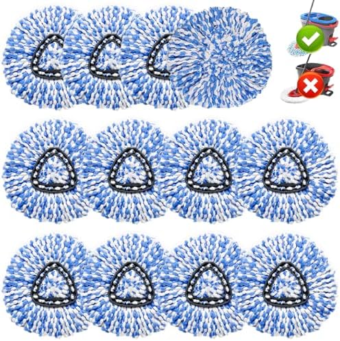 12 Pack Spin Mop Replacement Head, 100% Microfiber, Easy Wring Mop Refill by High-PQ