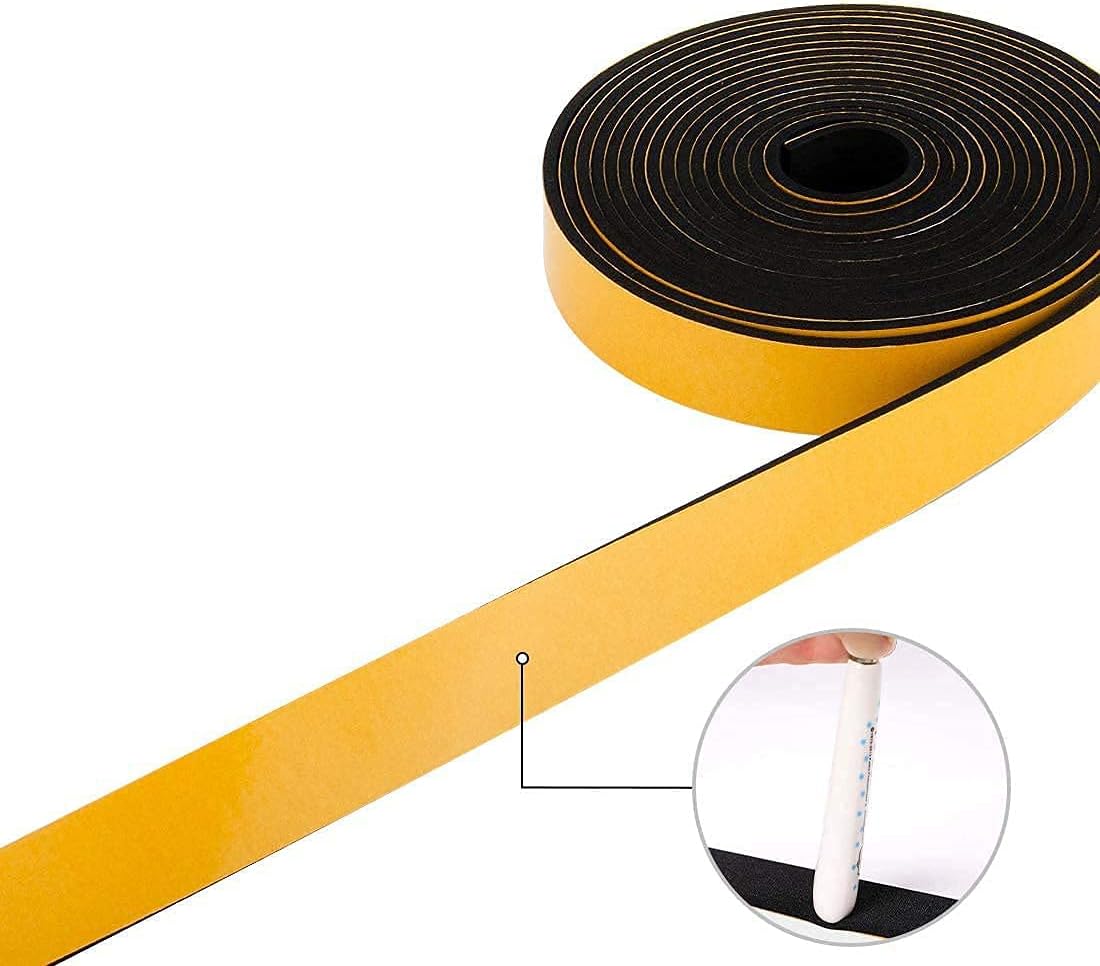 Neoprene Weather Stripping 2-Pack, 1/2 Inch Wide X 1/4 Inch Thick, High Density Foam Tape for Doors & Windows Insulation (26 Feet Total, 13 Feet/Roll)