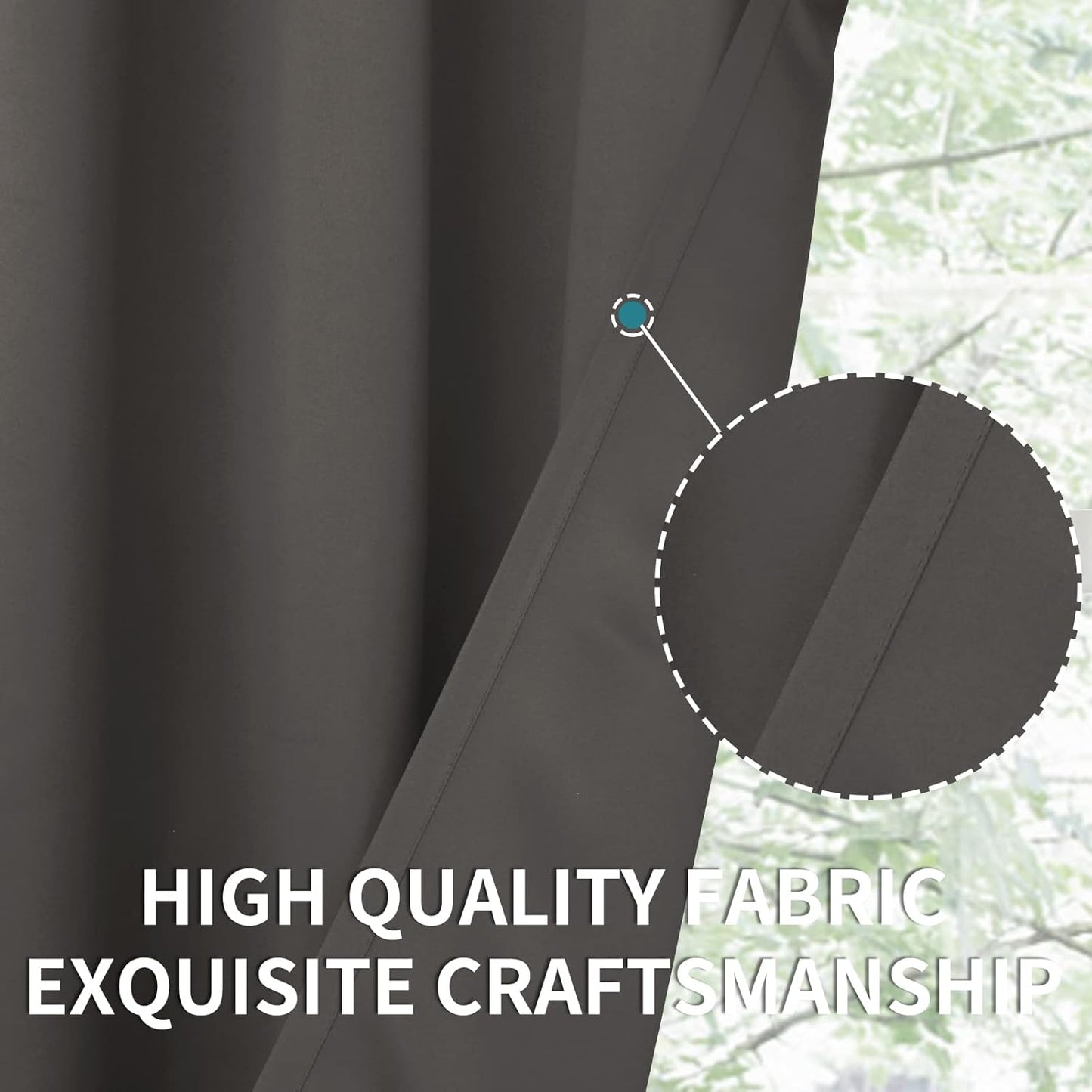 BGment Short Blackout Curtains 48 Inches Length - Rod Pocket Thermal Insulated Room Darkening Window Drapes for Kitchen Bedroom Bathroom, Grey, 2 Panels, 42 x 48 Inch