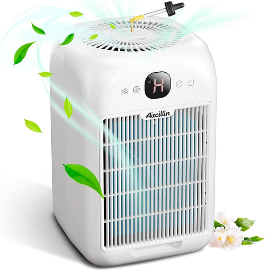 Air Purifiers for Home Bedroom Up to 908 Sq Ft, Air Purifiers with HEPA Filter Aromatherapy,Turbo Boost Button, Sleep Mode, White