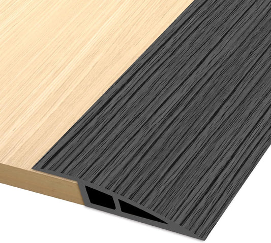 Vinyl Door Threshold Flooring Transition Strip Self Adhesive Carpet Edging Strip for Laminate Doorway Edge Threshold from 3/5" to 4/5" (Dark Gray Wood Grain, 3.3 Ft)