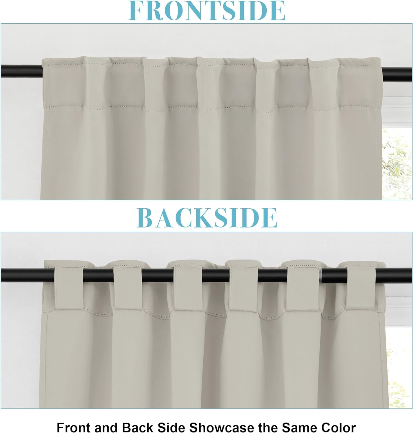 RYB HOME Blackout Curtains for Bedroom, Window Shades Thermal Insulating Privacy Drapes for Living Room Classroom Kitchen Bathroom Dining, Wide 42 x Long 45 inch, Natural 2 Panels