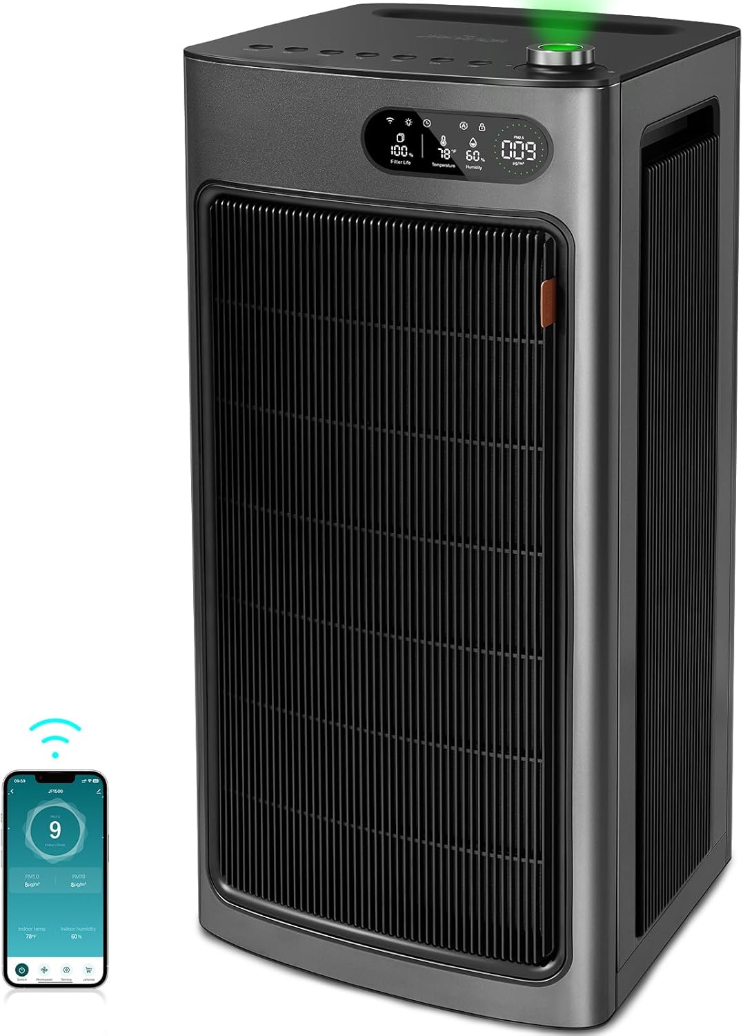 Jafända Air Purifier for Home Office Room Up to 6862 ft², Dual Carbon Air Filter Air Cleaner, Smart Whole House HEPA Air Purifiers Remove 99.97% Dust Pollen Smoke Pet Dander Allergies Mold Odors VOCs