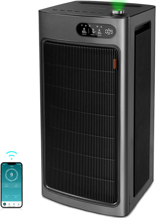 Jafända Air Purifier for Home Office Room Up to 6862 ft², Dual Carbon Air Filter Air Cleaner, Smart Whole House HEPA Air Purifiers Remove 99.97% Dust Pollen Smoke Pet Dander Allergies Mold Odors VOCs