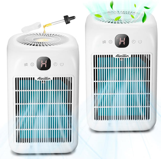 Air Purifiers for Home Bedroom Large Room, Powerful DC Motor Covers Up to 908 ft² Each One, HEPA Filter, Sleep Mode, Aromatherapy, for Smoke, Pet Dander, Allergies Pet Hair, Pollutants Odor, 2 Pack